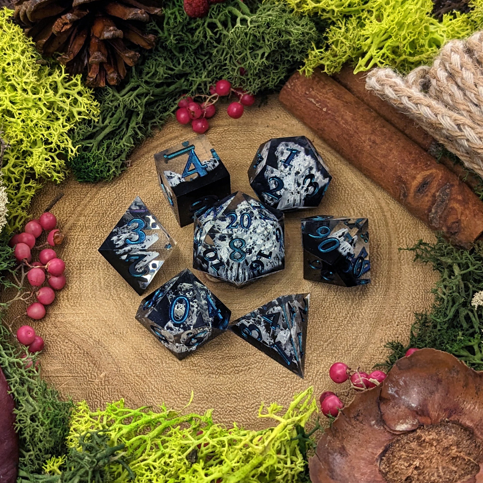 Snowy Mountains | Sharp Edge Resin 'B Grade' Dice Seconds - Dice Set - Luffleberry