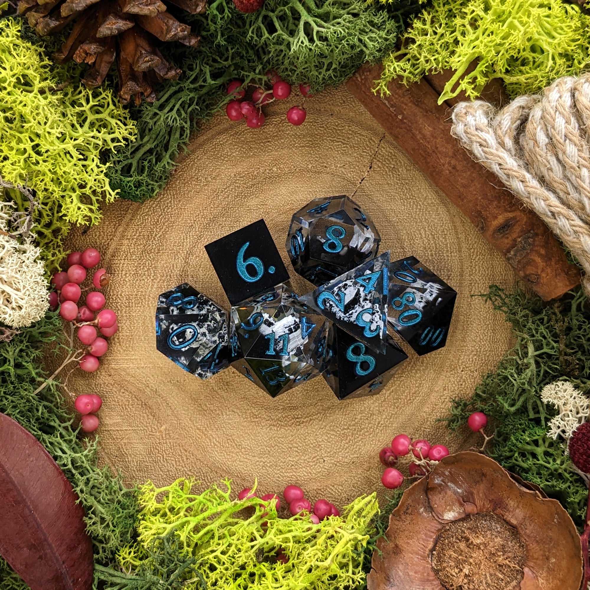 Snowy Mountains | Sharp Edge Resin 'B Grade' Dice Seconds - Dice Set - Luffleberry