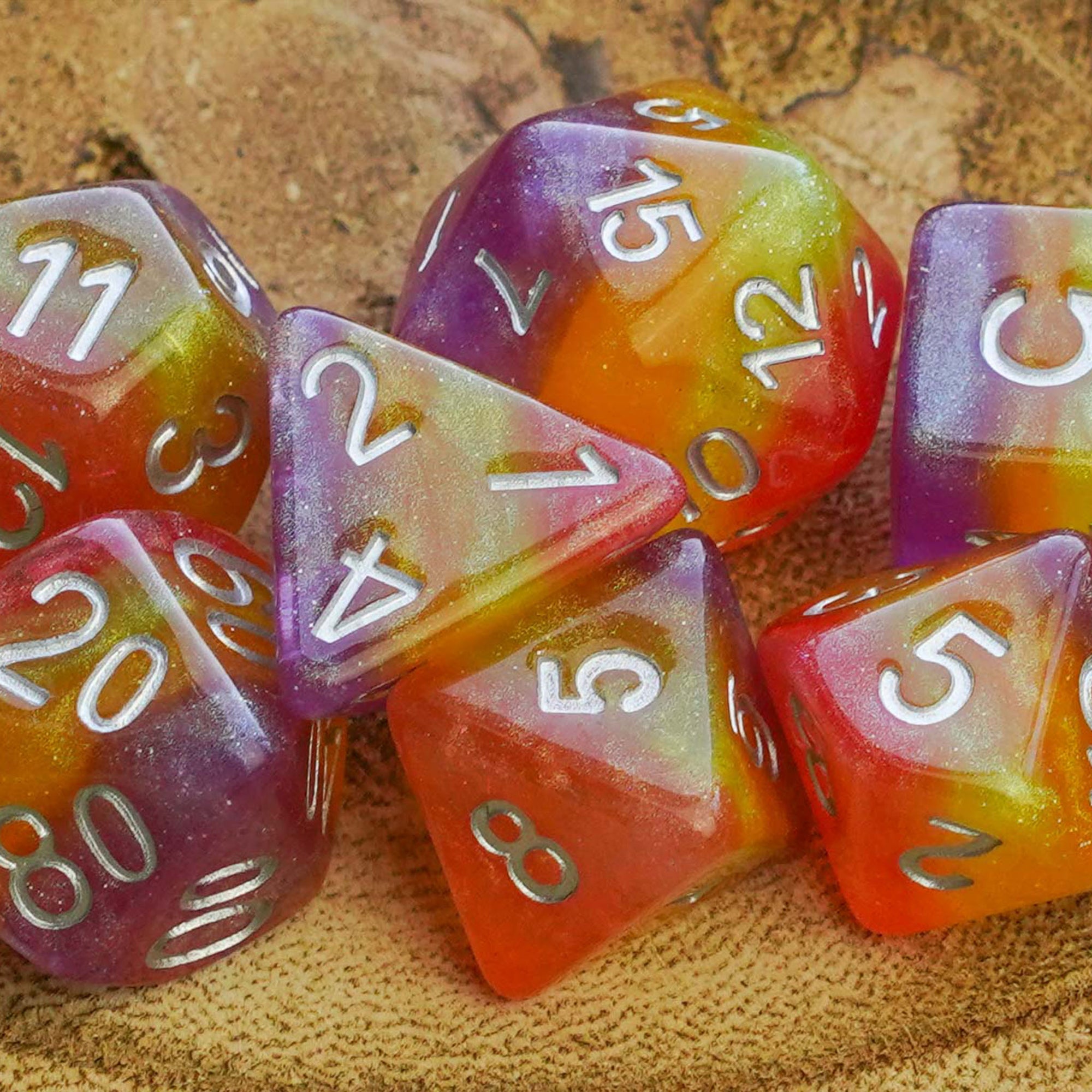 Sunset Glitter - Dice Set - Luffleberry