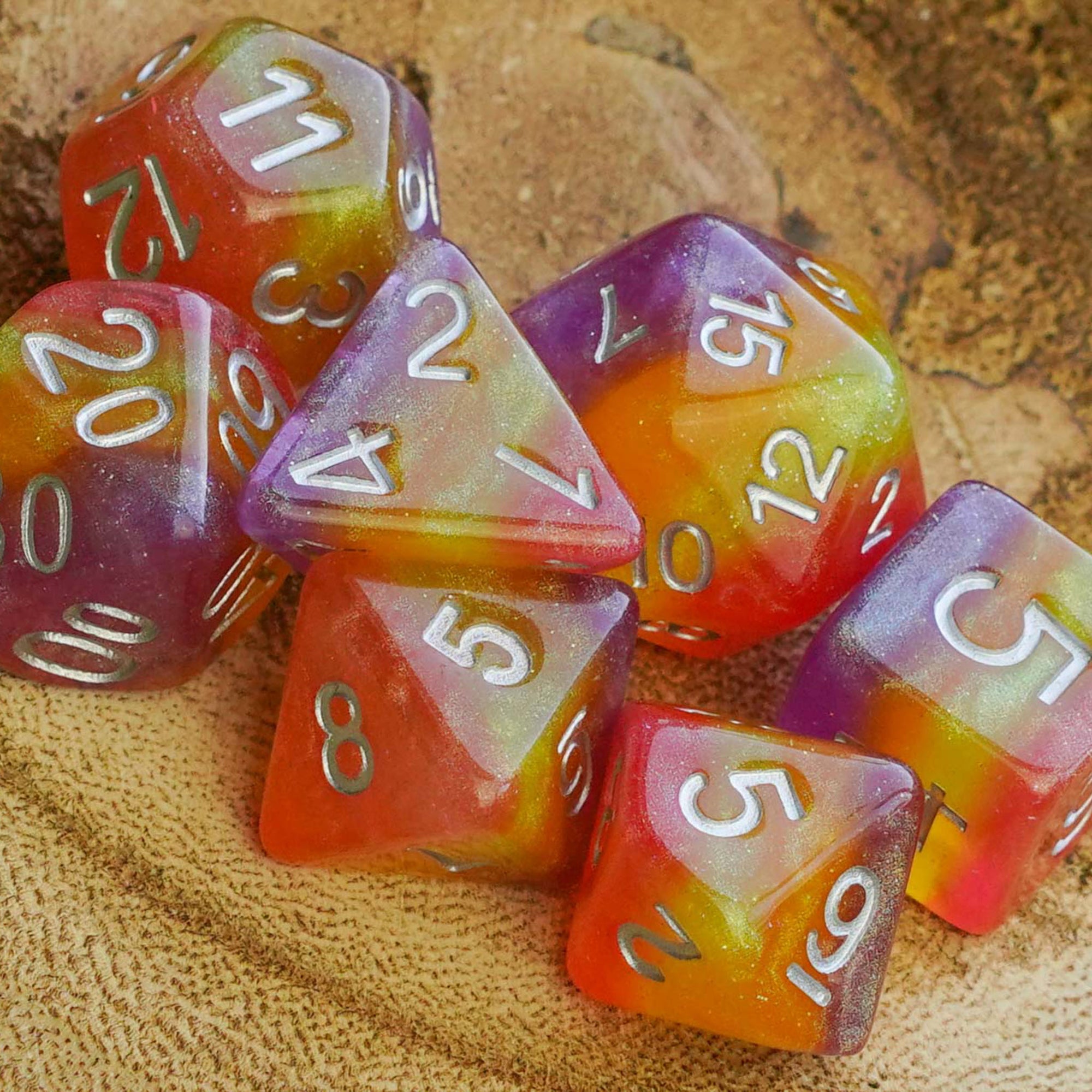 Sunset Glitter - Dice Set - Luffleberry