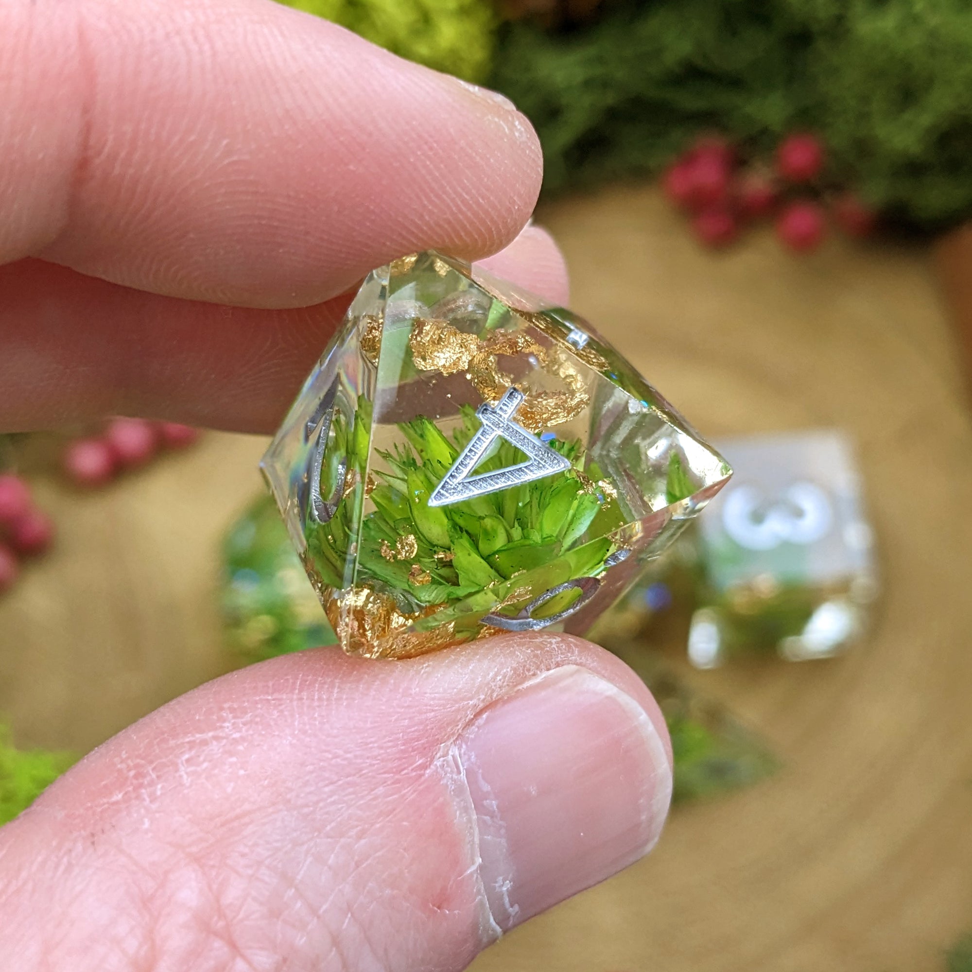 Verdant Bloom | Sharp Edge Resin Dice - Dice Set - Luffleberry