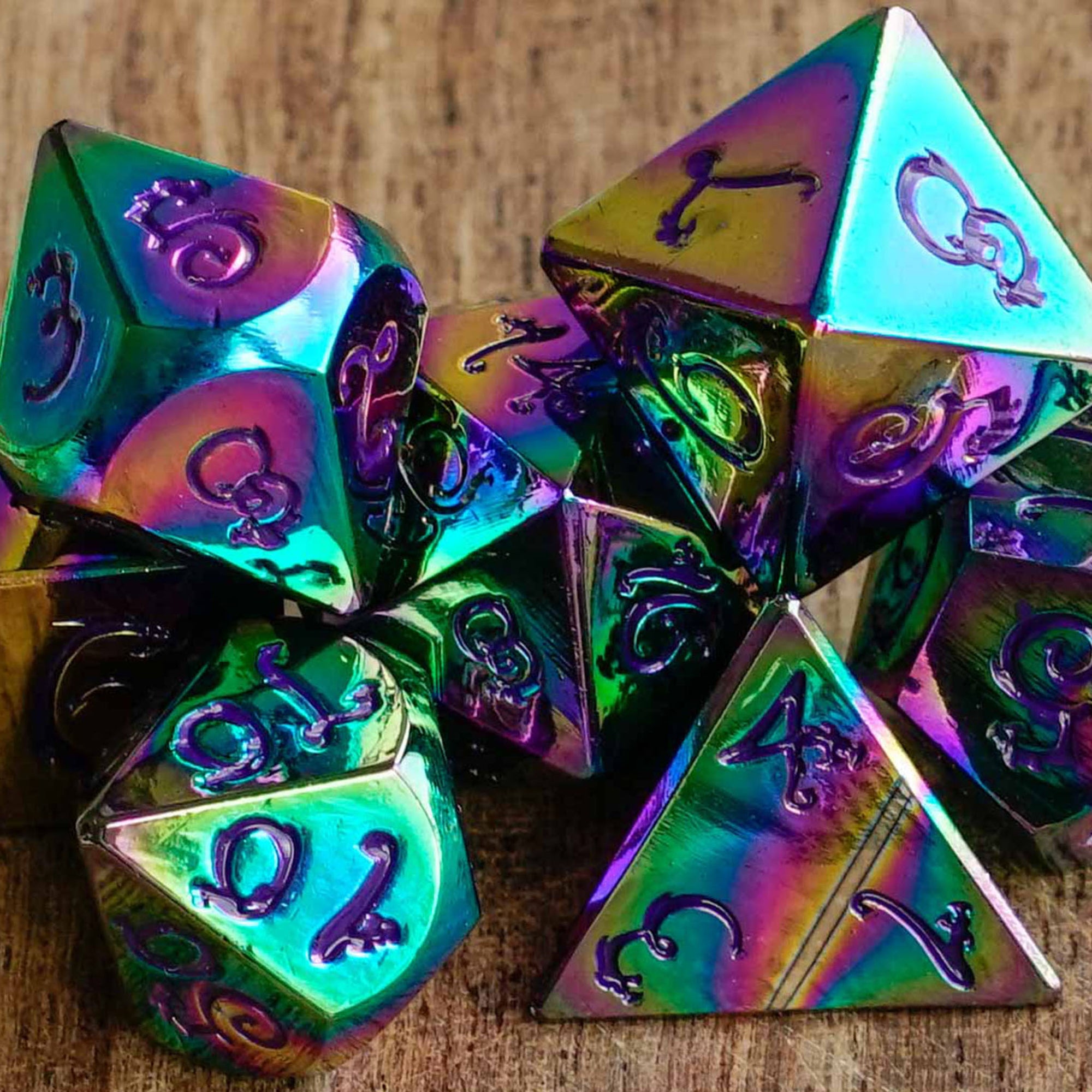 Rainbow Dragon | Metal Dice - Dice Set - Luffleberry