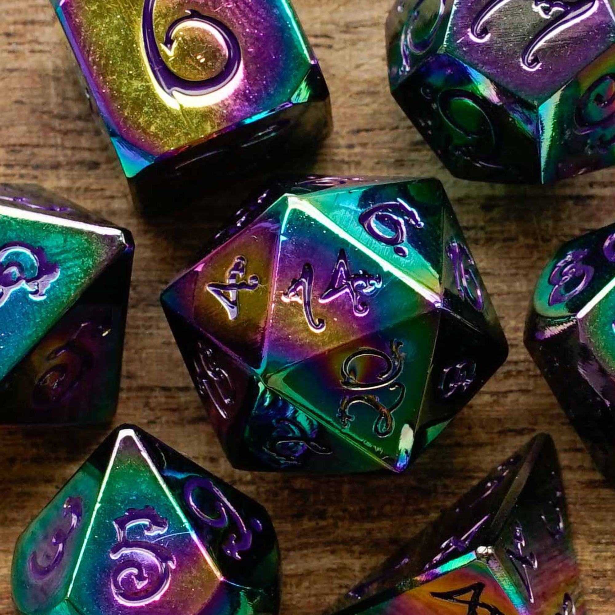 Rainbow Dragon | Metal Dice - Dice Set - Luffleberry